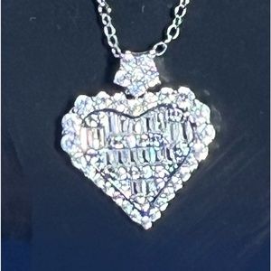 Silver Cubic Zirconias Heart Necklace